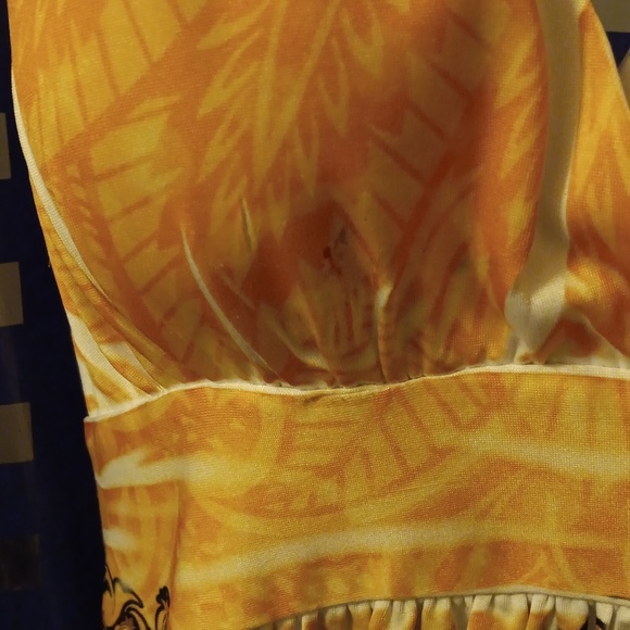 Elizabeth's secret brand y2k gold and white tie neck summer dress size small - Picture 3 of 4